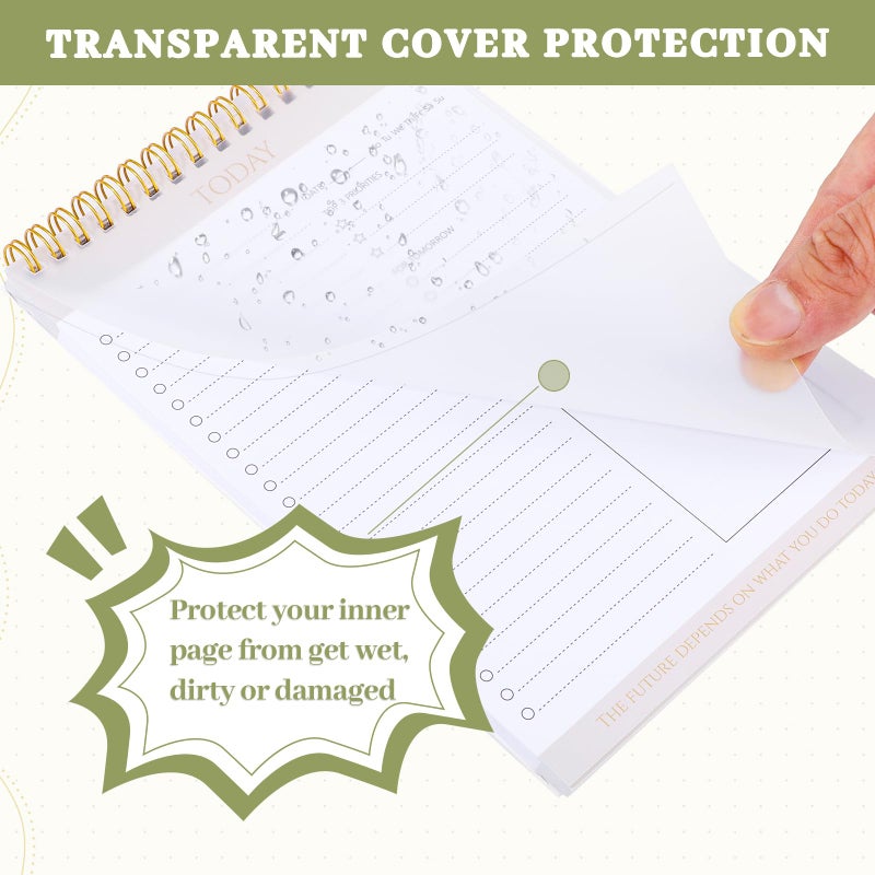 Thboxes 2 حزم للقيام بقائمة المفكرة، إجمالي 208 صفحة للقيام بقائمة دفتر ملاحظات A5 غير مؤرخة مخطط يومي مع غطاء شفاف وقائمة مرجعية للمهام واللوازم المدرسية والمكتب المنزلي، أسلوب بسيط - Image 3